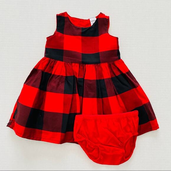 Carter’s | Buffalo Plaid Sleeveless Holiday Dress - Picture 1 of 7
